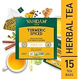 VAHDAM, Turmeric Spiced Herbal Tea Tisane |15 Pyramid Tea Bags | Brew Hot, Iced or Chai Latte
