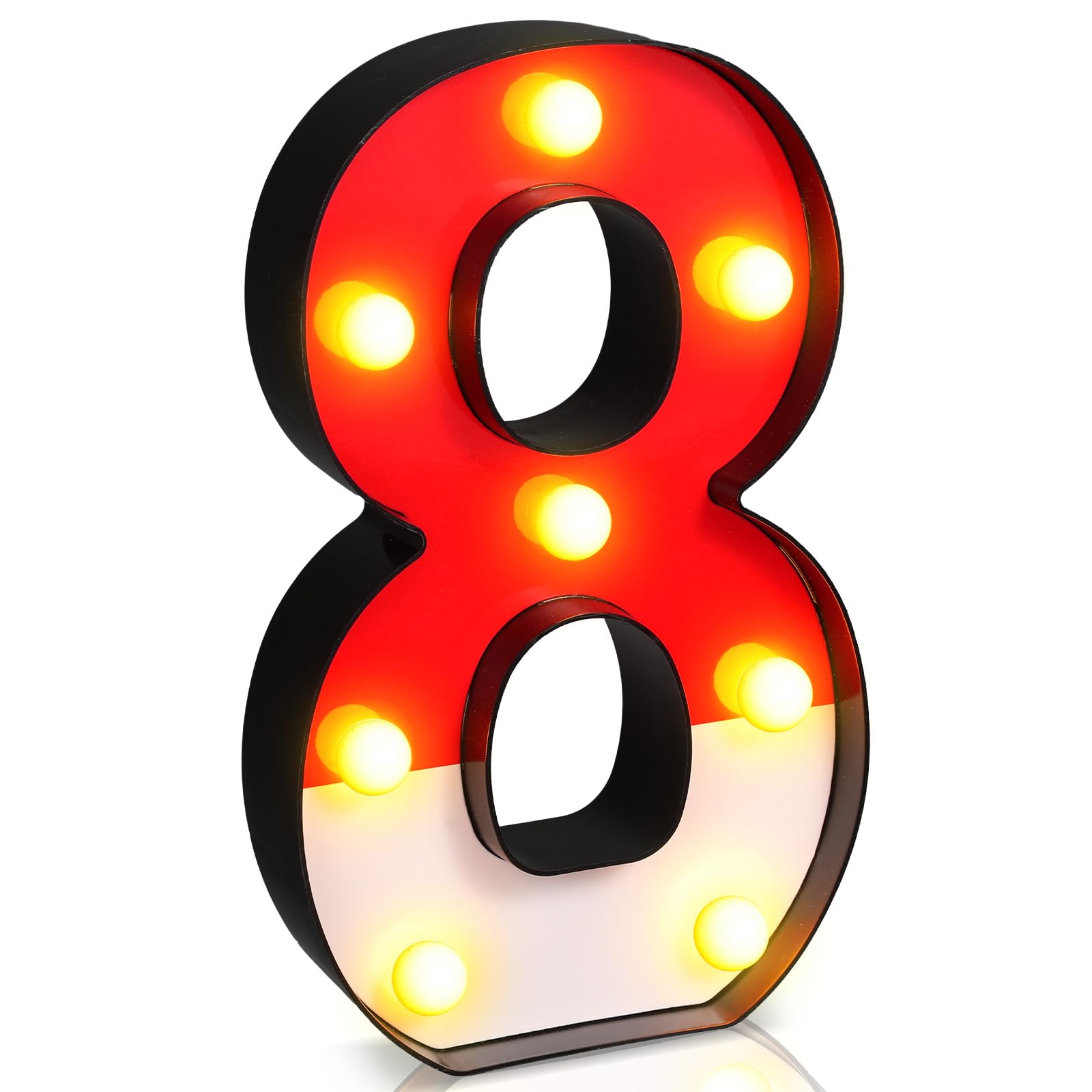 Photo 1 of (does not light up) Mudder Red and White Light up Numbers Party Decorations, LED Anime Cartoon Pattern Glowing Numbers, Birthday Table Centerpieces 