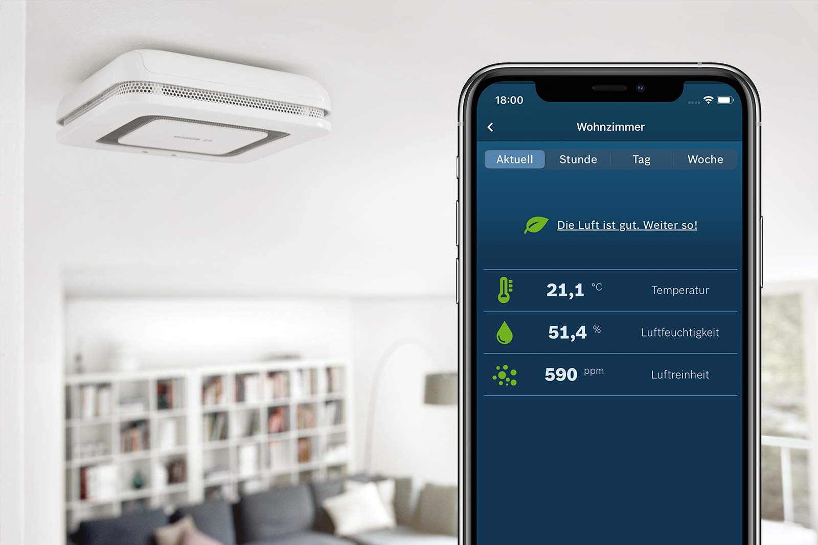 Bosch Smart Home Rauchmelder Twinguard mit Luftqualitätsmessung und App-Funktion, kompatibel mit Apple Homekit 5