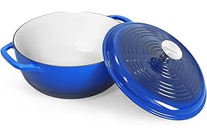 magicplux Dutch Oven Pot with Lid, Enameled Cast Iron Dutch Oven 6 Quart, Cast Iron Pot for Cooking, Blue