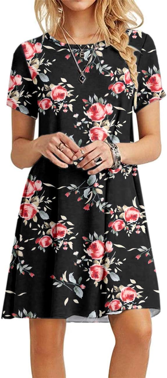 MOLERANI Women's Casual Plain Simple T-Shirt Loose Dress