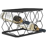 CASUN Wine Rack,Metal Wine Bottle Holder,Perfect for Wine Storage, Free Standing Wine Holder Display Shelves, Black (6 Bottle