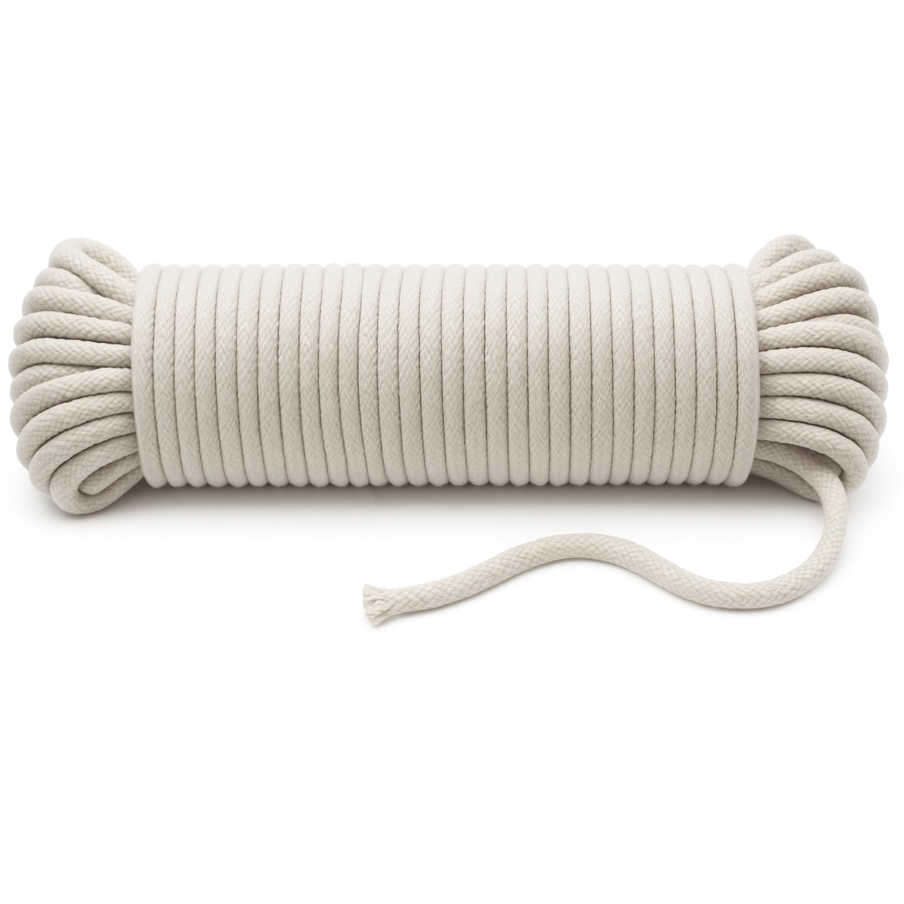 Photo 1 of 100 ft Braided Cotton Rope Clothesline 4 mm | Heavy Duty, High Strength, Shock Absorbing Cord for Tie-Down, Swinging, Camping & DIY Projects
