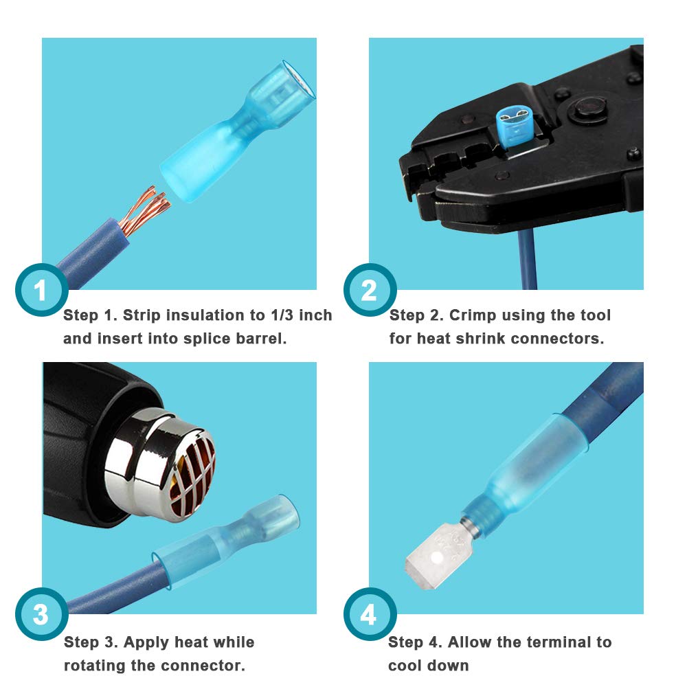 270pcs Heat Shrink Spade Connectors - Wire Spade Connectors, Electrical Spade Terminals, Quick Disconnect Crimp Connector Kit by Riseuvo
