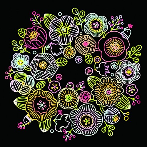 Healing for adults Scratch art Flower! Flower! Flower! (Japan import) 6sheets,scratch pen set