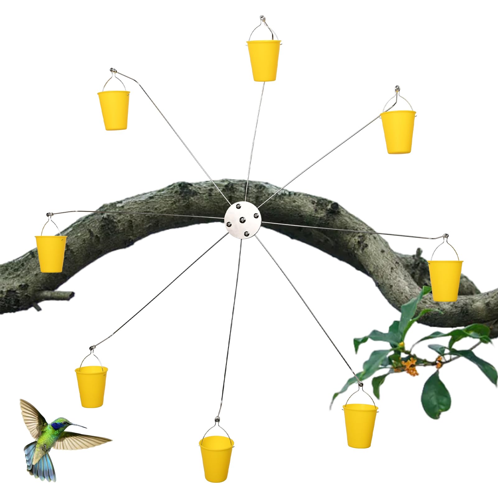 Pumwoy Ferris Wheel Bird Feeder, Rotatable Wild Bird Feeder, Hummingbird Feeders for Outdoors Hanging, Rotating Ferris Wheel Bird Feeder Toy, Bird Wheel Feeder with Perch for Birds