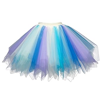 Feoya Damen Kurz Retro Petticoat Rock Ballett Blase 50er Tutu Unterrock Tütü Abschlussball Tanzkleid Party Minirock Tüllrock