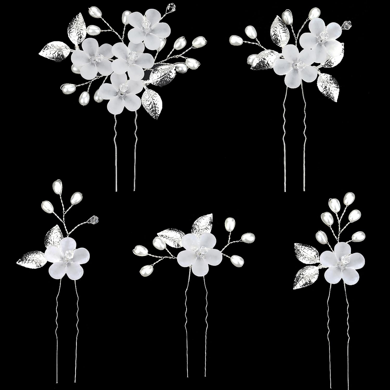 Bridal Hair Accessories - Wedding Hair Pins, Clips, and Flowers for Women, Bridesmaids, and Girls (Silver)