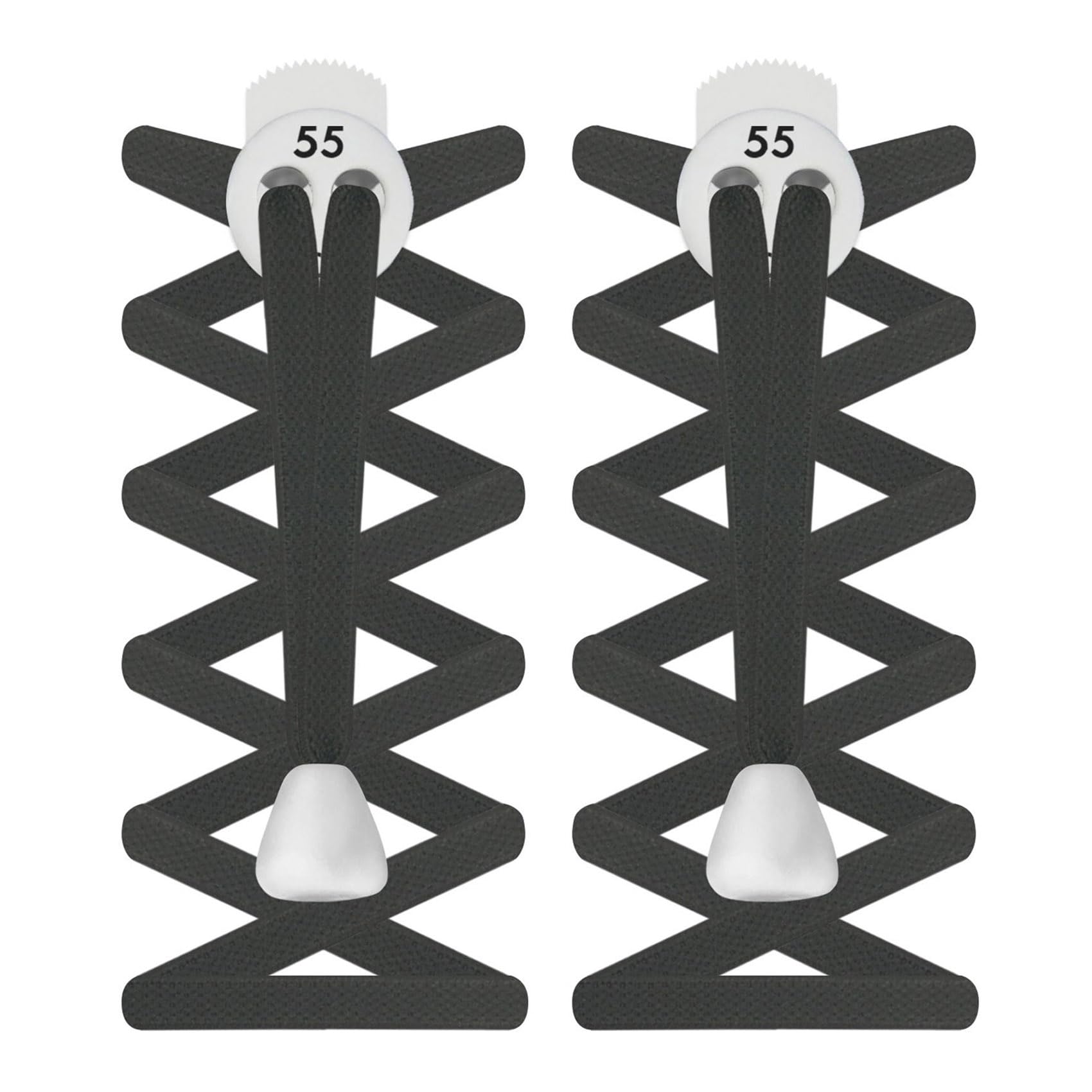 55 Sport FLAT Elastic Lock Shoelaces (Black)