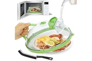 INSMI Microwave Splatter Cover for Food Guard: Clear Microwave Plate Cover Lid with Handle 10 Inch Microwave Food Splash Cover BPA Free, Dish Bowl Cover, Home Kitchen Gadgets and Accessories (Green)