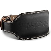Harbinger Padded Leather Contoured Weightlifting Belt - 4" or 6” Width - Interior Suede Lining & Foam Cushioning - Heavy-Duty Dual Prong Steel Roller Buckle - for Lifting Support
