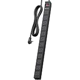 [ETL Certified] Cable Matters 12-Outlet Surge Protector Power Strip, 8ft | Wall-Mountable, Metal, 2100J, 15A Circuit Breaker, for Garage/Workshop, Black