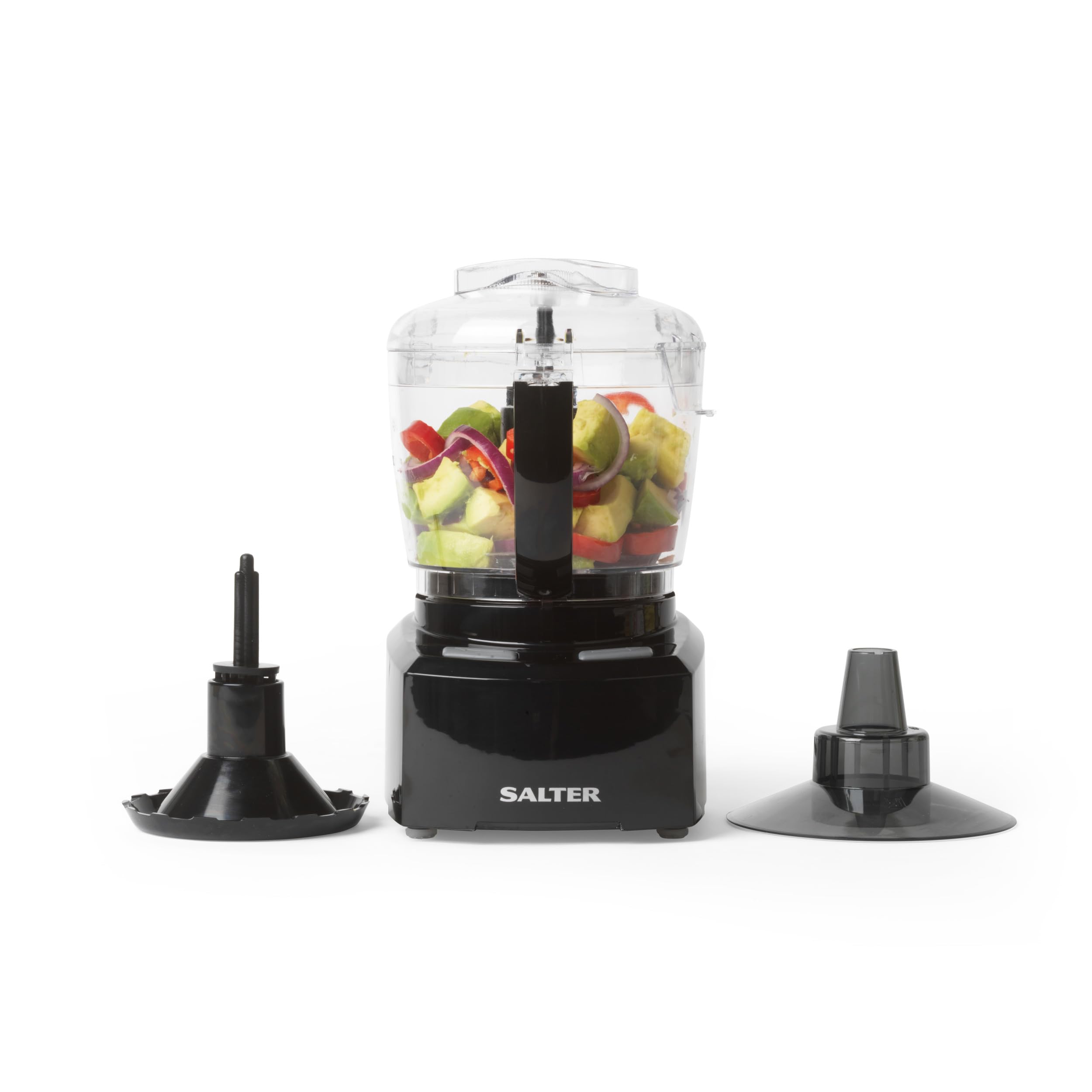 Salter EK3171 Mini Food Processor - Prep Pro Compact Food Mixer, Electric Vegetable Chopper, 1L BPA-Free Plastic Easy Pour Jug, Stir, Mix, Blend, Chop, Whip & Grind, Stainless Steel Blade, 200W, Black
