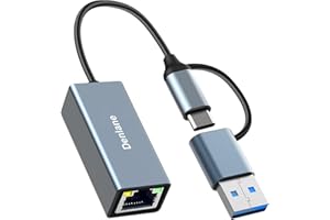 Denlane USB 3.0 to Ethernet Adapter, Ethernet to USB C Adapter 2-in-1, RJ45 Gigabit Network (1000Mbps) Hub Compatible with iPhone 15 16 17/USB-C iPad, MacBook/Pro/Air, Laptop, Windows 11/10/8/7, etc