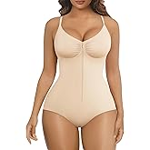 SHAPERX Women's Shapewear Bodysuit Tummy Control Seamless Zip-Up Body Shaper Waist Snatched Body Suit