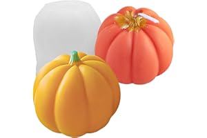 Japleed Pumpkin Candle Molds for Candle Making, Fall Halloween Thanksgiving Ornament Molds, 3D Pumpkin Epoxy Resin Soap Wax Silicone Mold Autumn Chocolate Cake Fondant Dessert Mould (Round)