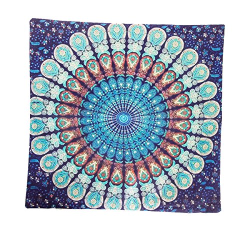 BEGOO Cotton Linen Cloth Square Cozy Throw Pillow Case Décor Cover, Circular Patterns Series, 18" x 18" with Hidden Zipper Closure for Sofa Bed Counch Decoration, 4 pack