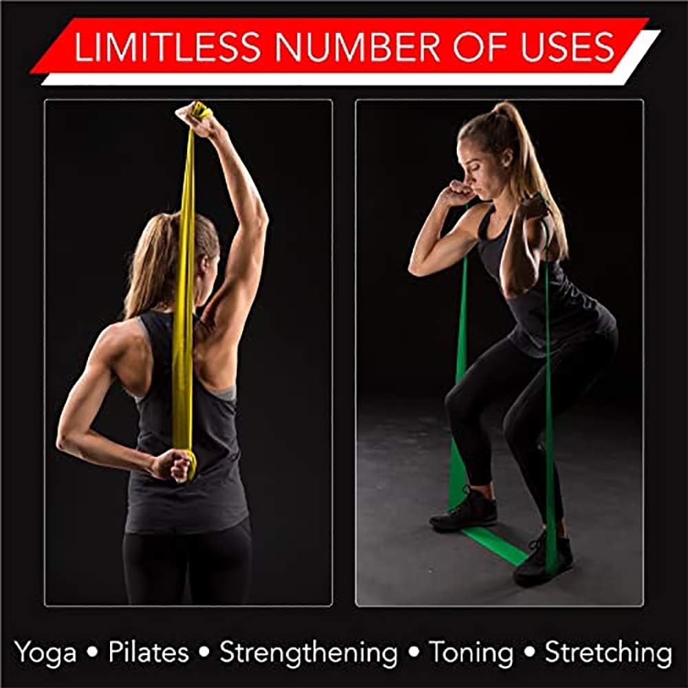 TheraBand Resistance Band Set, Professional Latex Elastic Bands for Upper & Lower Body, Core Exercise, Physical Therapy, Lower Pilates, At-Home Workouts, & Rehab, 5 Foot, Yellow, Red & Green, Beginner: Clothing