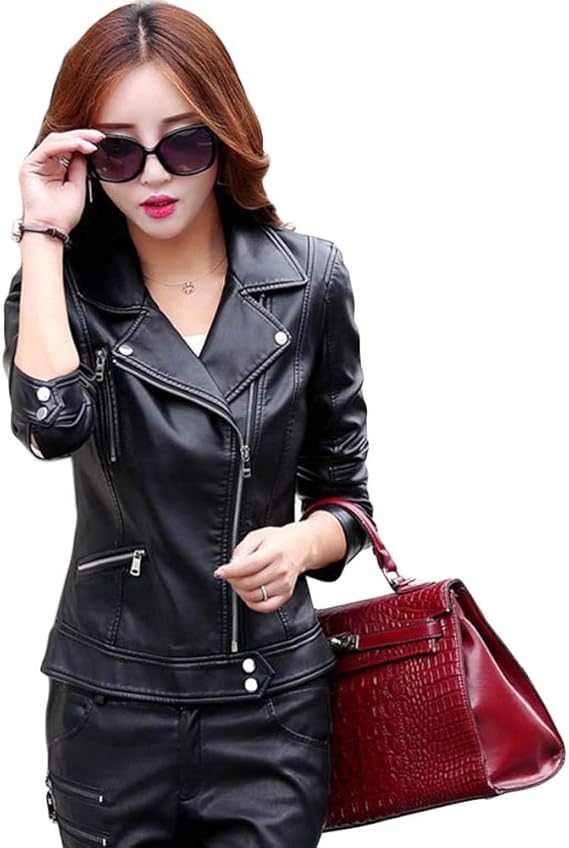 Amazon Kanshamingma レザージャケット レディース ラムレザー ライダースジャケット 本革 ラムジャケット 大きいサイズ 革ジャケット 革ジャン 皮ジャン ラム革コート アウター かっこいい ショート丈 アウター バイカー ブルゾン コート ジャケット 通販