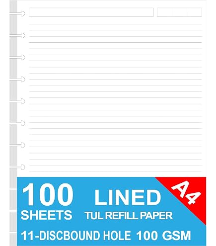 100 Sheets 9-Disc Discbound Refill Paper - 7x9.25", College Ruled, 5 Colors, For Happy Planner, 110gsm - View #10