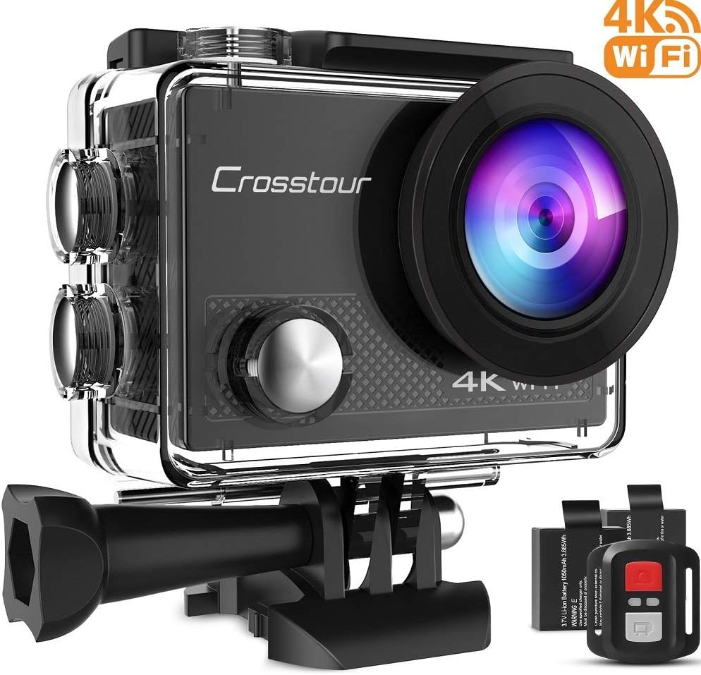 Crosstour Action Camera 4K Wifi Underwater 30M with Remote Control IP68