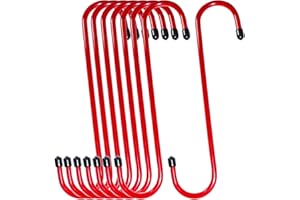 RoadandLord 8 Pcs Brake Caliper Hangers, Brake Caliper Hooks, Brake Caliper Hanger Hook Brake Caliper Hooks with Rubber Tips, Heavy Duty Steel Hook/Hanger - 8 Pack (Red)