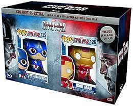 Coffret Prestige Blu-Ray 3d + 2d + Figurines Funko Pop - Captain America : Civil War