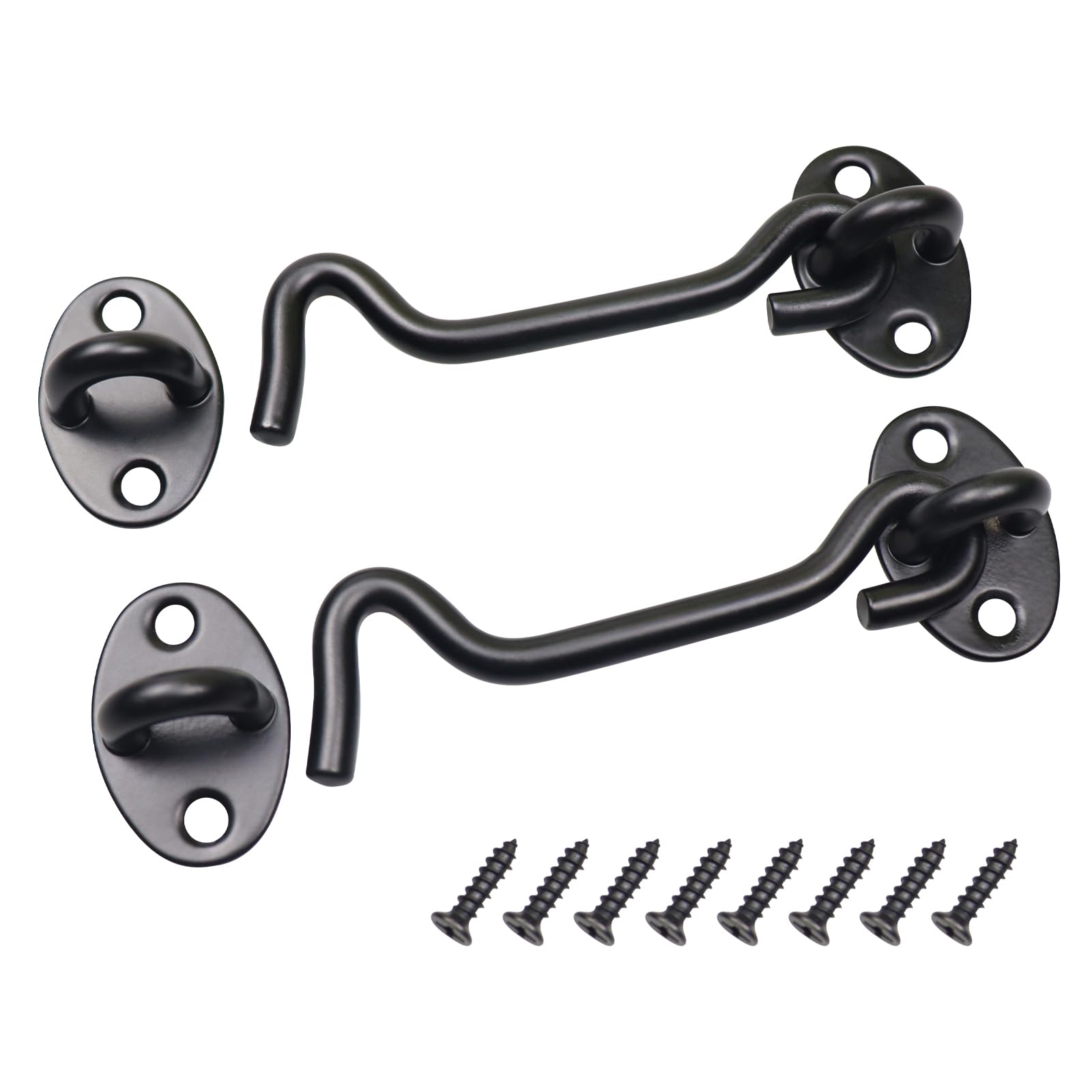 BOQIIKAR 2 Pack Cabin Hook Eye Door Latch, Stainless Steel 14 Inch Gate Cabinet Latches with Mounting Screws, Heavy Duty Swivel Latch Lock for Window, Sliding Door, Bedroom and Bathroom
