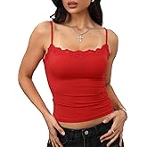 Starrylion Padded Lace Cami Top Double Lined Sexy Tank Top Spaghetti Strap Club Party Shirt