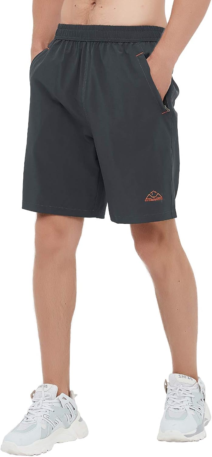 TBMPOY Men's Outdoor Sports Quick Dry Gym Running Shorts Zipper Pockets: Clothing