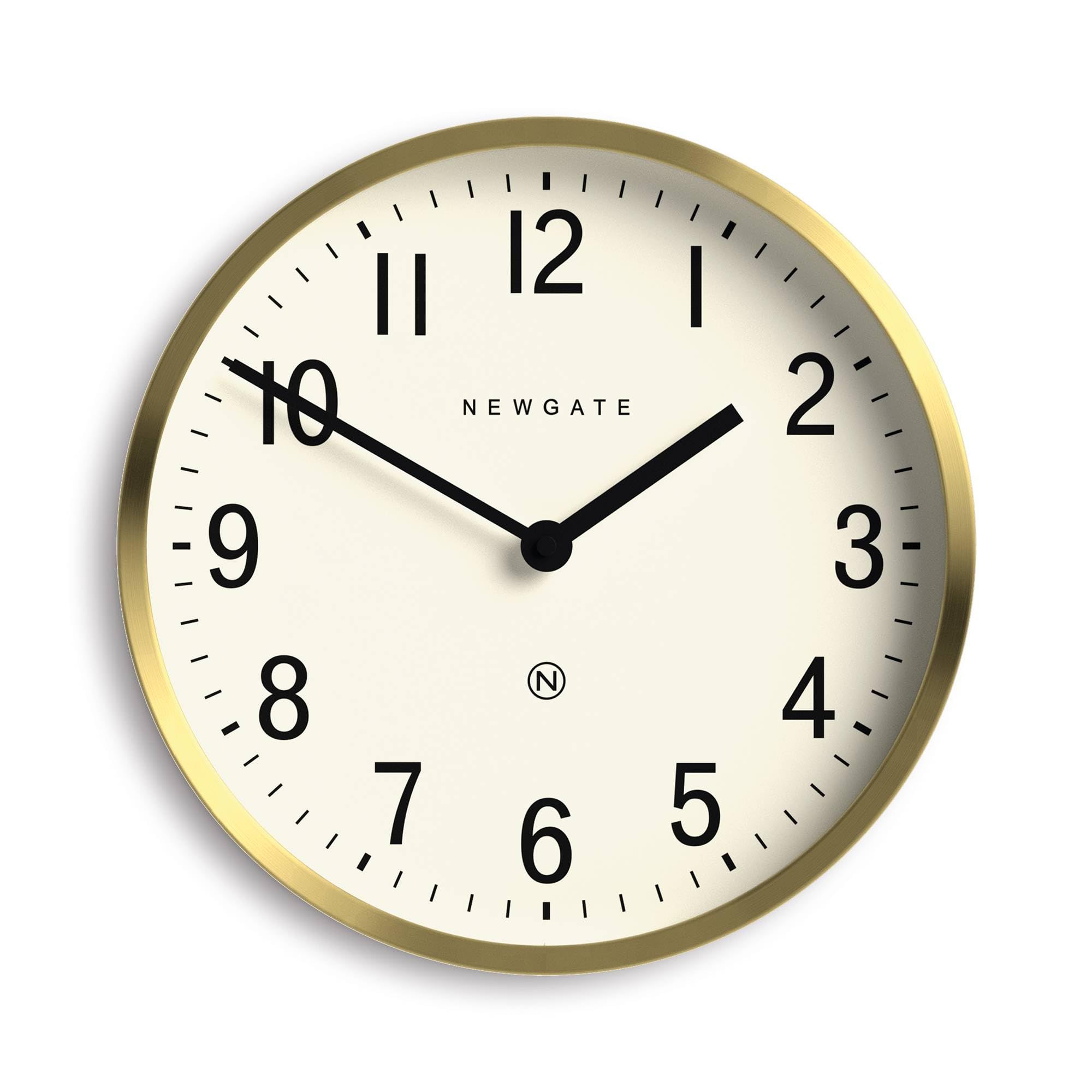 NEWGATE® Master Edwards wall clock | Mid-century style clock | 30cm | Deep metal case with brass/gold finish | Modern retro design for kitchen, living room or office