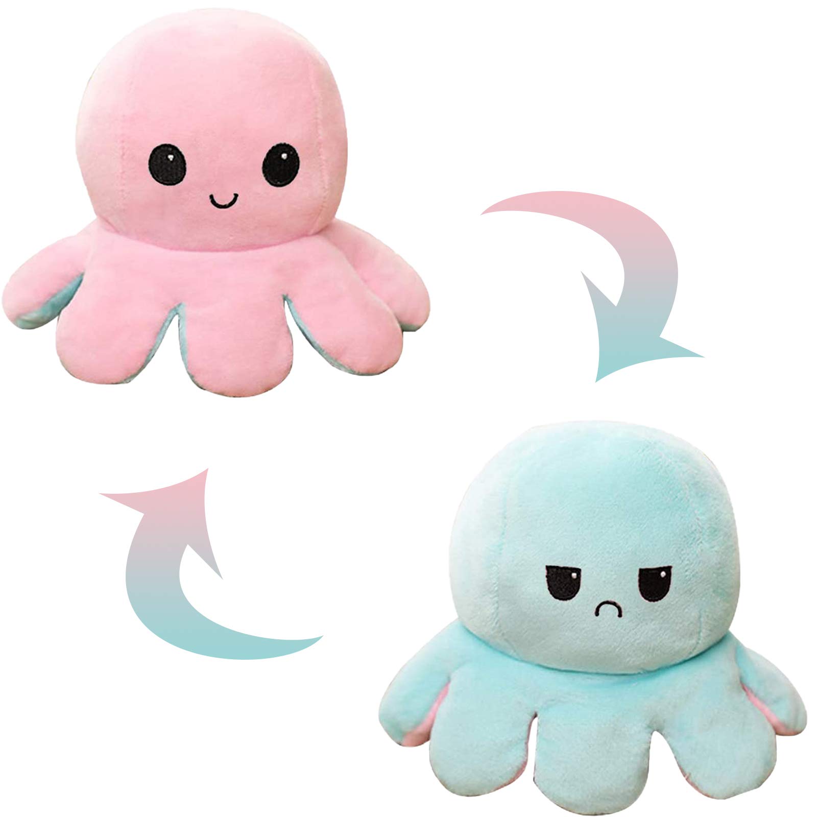 Cute Octopus Soft Baby Toys,Double-Sided Flip Soft Toys Reversible Octopus Plus Stuffed Animals Doll, Creative Toy Gifts for 0 3 6 9 12 18 Months 1-6 Year Old Boys Girls Kids Friends (green2)