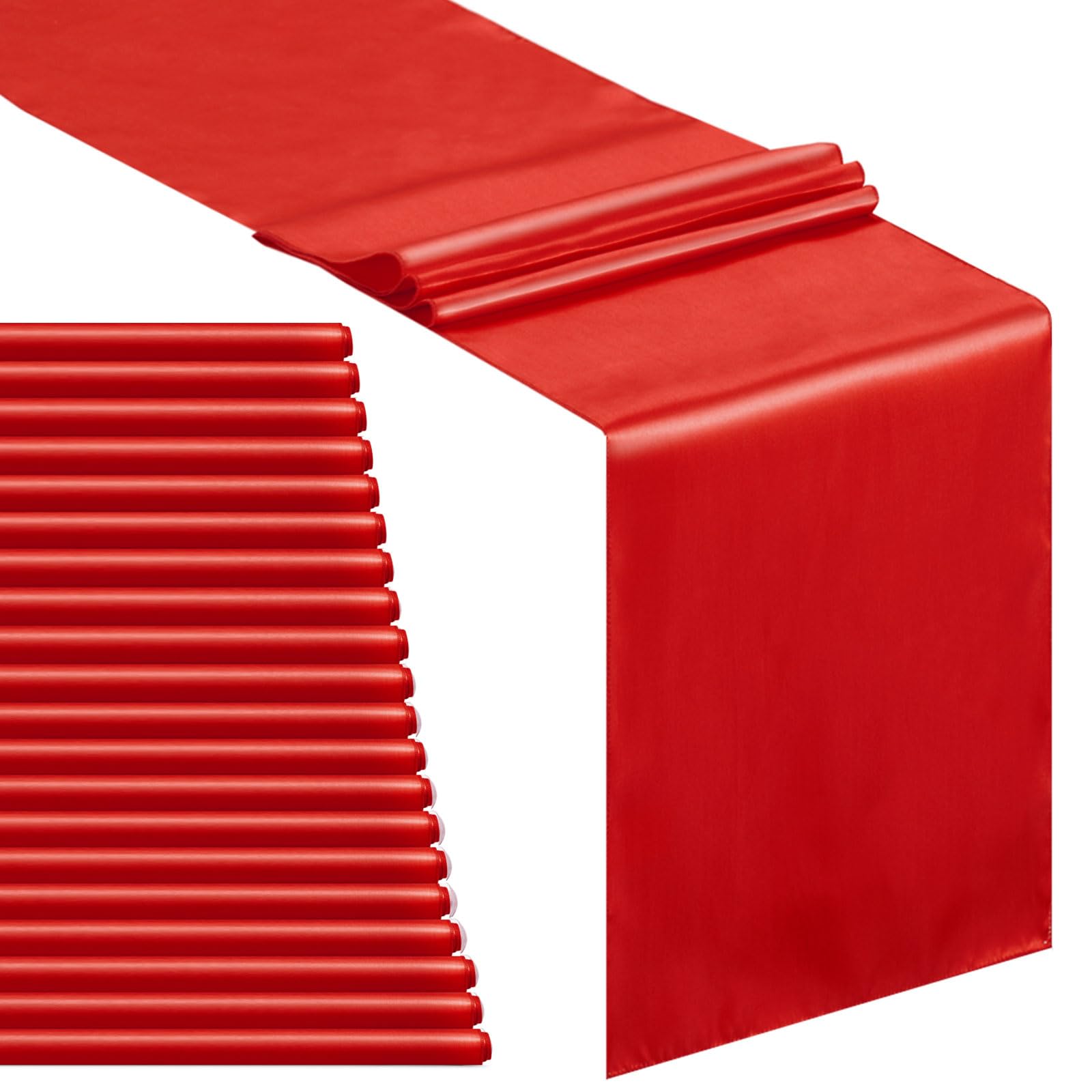 B-COOL Red Table Runner Satin Table Runners Extra Long Table Runners Silk Smooth Fabric for Wedding Party Birthday Table Decorations 20 Pack 12x108 inch Image B-COOL Red Table Runner Satin Table Runners Extra Long Table Runners Silk Smooth Fabric for Wedding Party Birthday Table Decorations 20 Pack 12x108 inch Image
