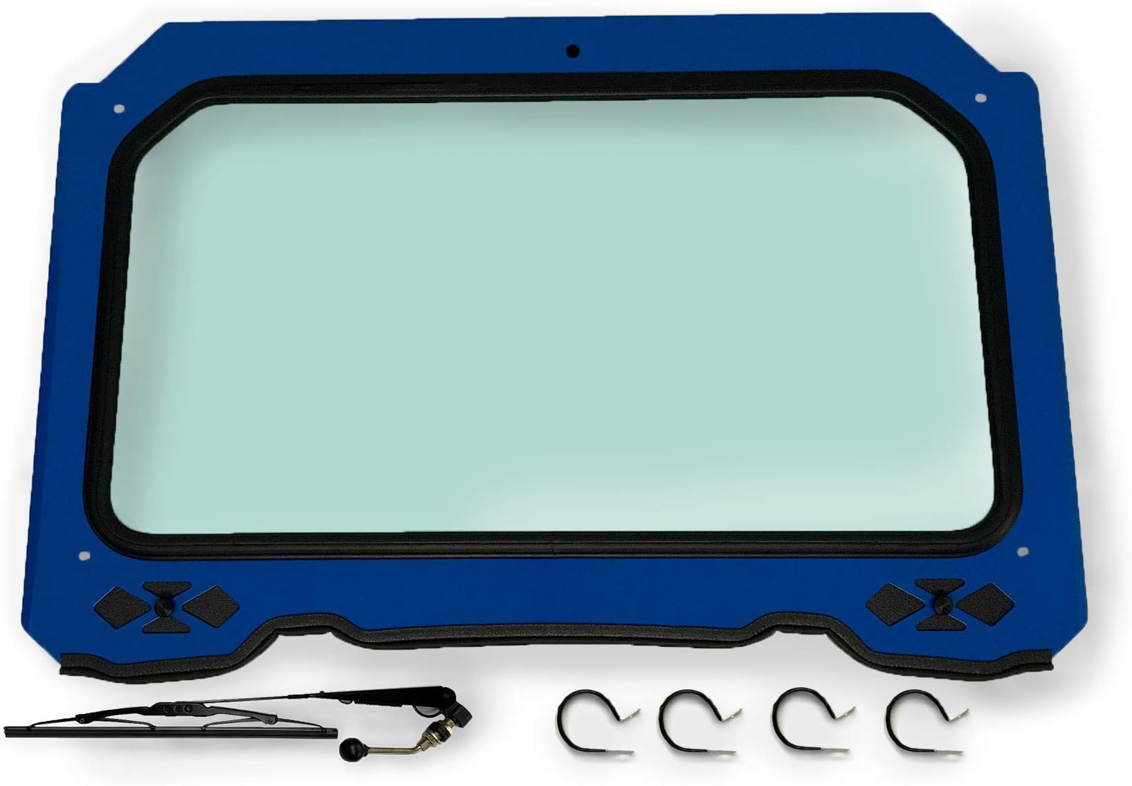UTVZILLA FULL GLASS WINDSHEILD W/WIPER FOR RZR 900, 1000, TURBO-Blue