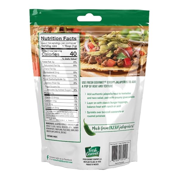 FRESH GOURMET CRISPY LIGHTLY SALTED JALAPENOS | LOW CARB | CRUNCHY SNACK AND SALAD TOPPER | 3.5 OUNCE, PACK OF 6
