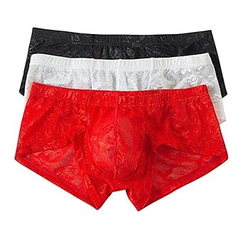 Sking 3 Stücke Männer Sexy Spitzen Höschen, Bequem Atmungsaktiv Low Aufstieg Transluzent Underwear Boxershorts Unterhose Für 