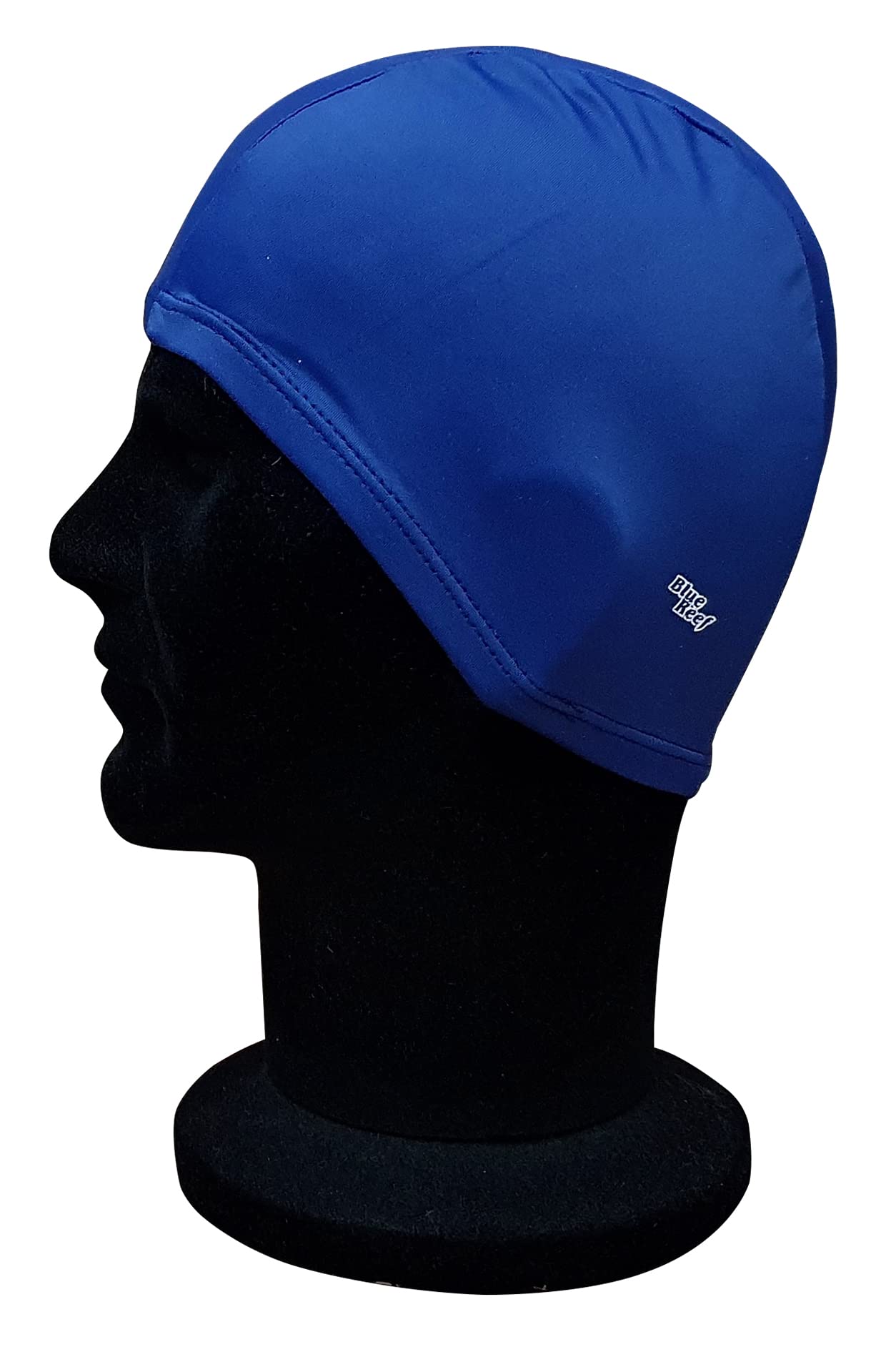 Blue Reef Elasticated Spandex Stretchy Anti Tear Easy Fit Plain Non Waterproof Deluxe Pull On Swimming Hat Swim Cap One Size Suitable For All Ages 3+ Years (Navy Blue)