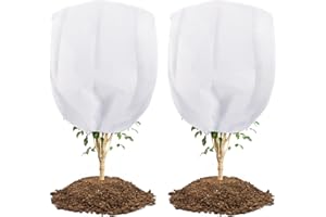 Abimars Thicker Plant Covers Freeze Protection Jacket 2.36 oz/yd², 5'x5' Reusable Winter Plant Covers with Drawstring & Zipper, 2 Pack Light, Porous Fabric for Plant Breathing