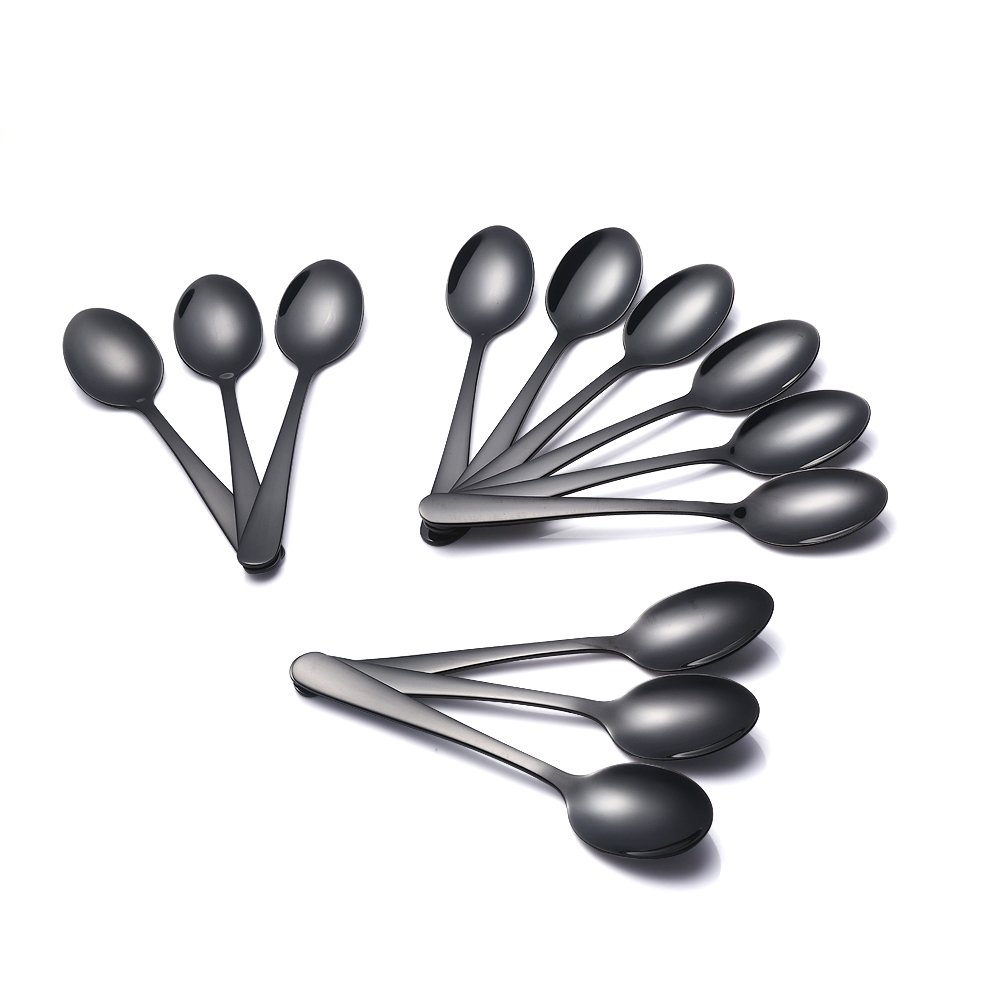 Buyer Star Teaspoons 12pcs Black Coffee Spoons Metal 5.5'' Mini Spoon 304 18/10 Stainless Steel Tea Spoon
