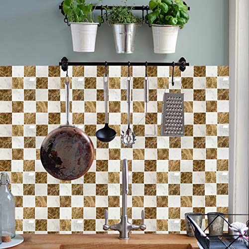Premium Peel and Stick Tile Backsplash,Stick On Backsplash Wall Tiles for Kitchen & Bathroom-Self Adhesive-10.62" x 10" (6 Sheets)