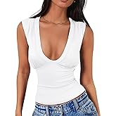 Skoinvb Womens Halter Deep V Neck Tank Tops Sleeveless Sexy Plunge Basic Summer Y2k Crop Top