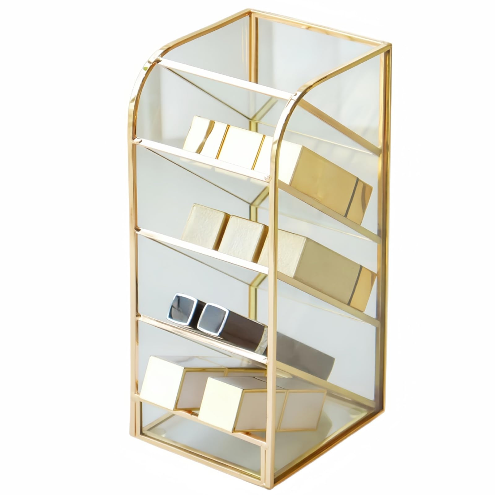 HARLIANGXY Lipstick Organiser Gold, Vintage Lipstick Holder, Makeup Storage, Cosmetic Organiser For Lipsticks, Brushes, Eyeliners, Lip Pencils, Mascara