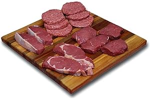 Bison Burgers & Steak Combo Pack: 14 Piece (Variable total 3.88-5.39 lbs.) - 2 Ribeye Steaks, 2 New York Strip Steaks, 4 Sirloin Steaks, 6 Bison Burgers Patties - Grass fed bison - TenderBison