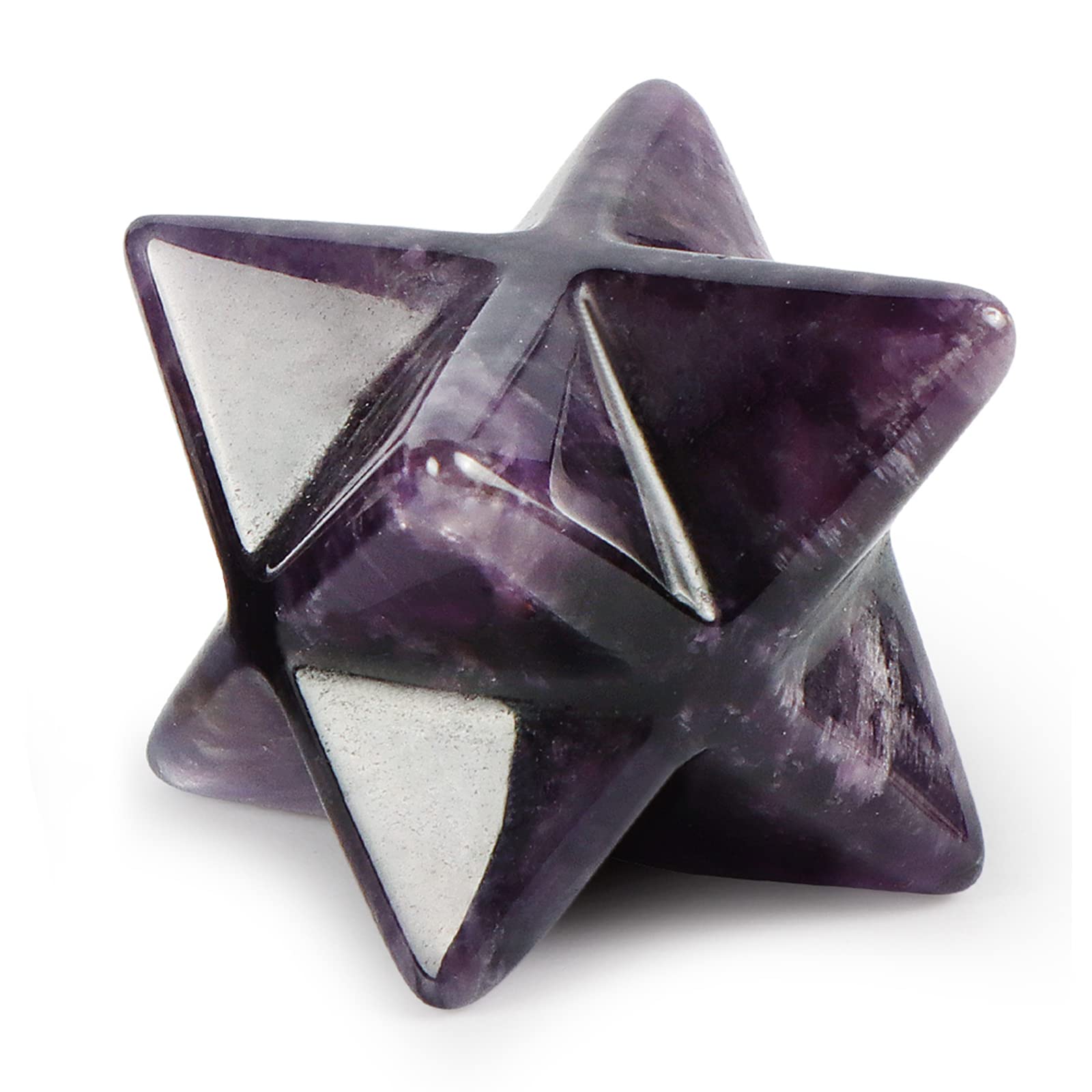 Artistone Amethyst Merkaba Star Crystal 1 Inch Carved Gemstone Crystals Protection Sacred Meditation Energy Healing Reiki Chakra Stone, Pocket Eight-Pointed Stars