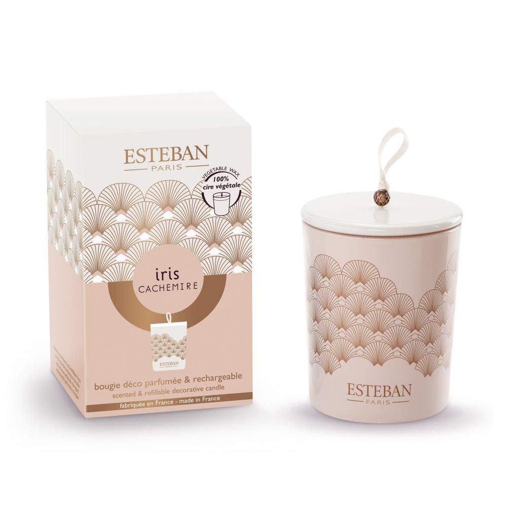 Esteban Paris 170g IRIS CACHEMIRE Refillable Scented Candle with Ceramic Cap