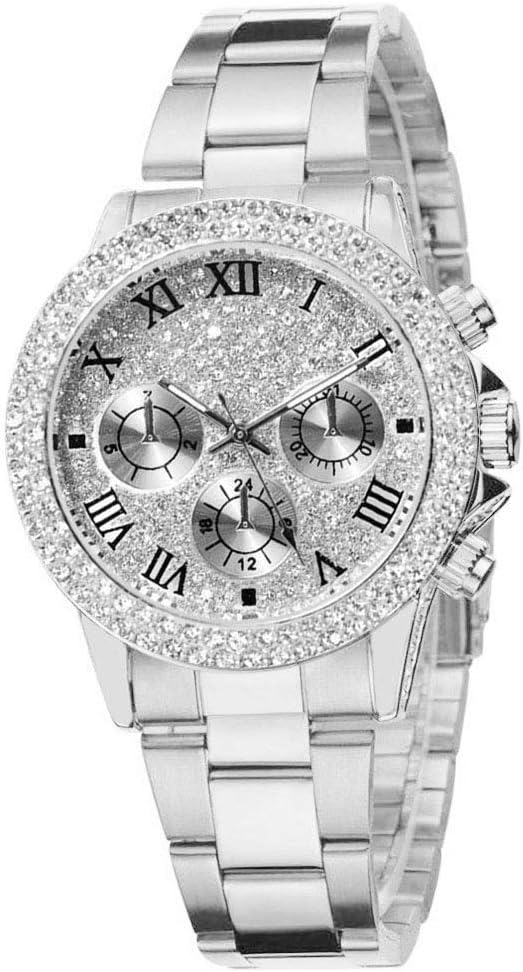 Yidali Women Men Hip Hop Three Eye Diamond Watch Fashion Bling Bling Dial Calendar Quartz Chronograph Iced Out Waterproof Watch