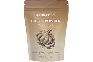 AROMACRAVE Garlic Powder – 16 oz | Premium Ground Garlic for Seasoning, Cooking & Dry Rubs | Resealable Zip-Lock Pouch for Fr