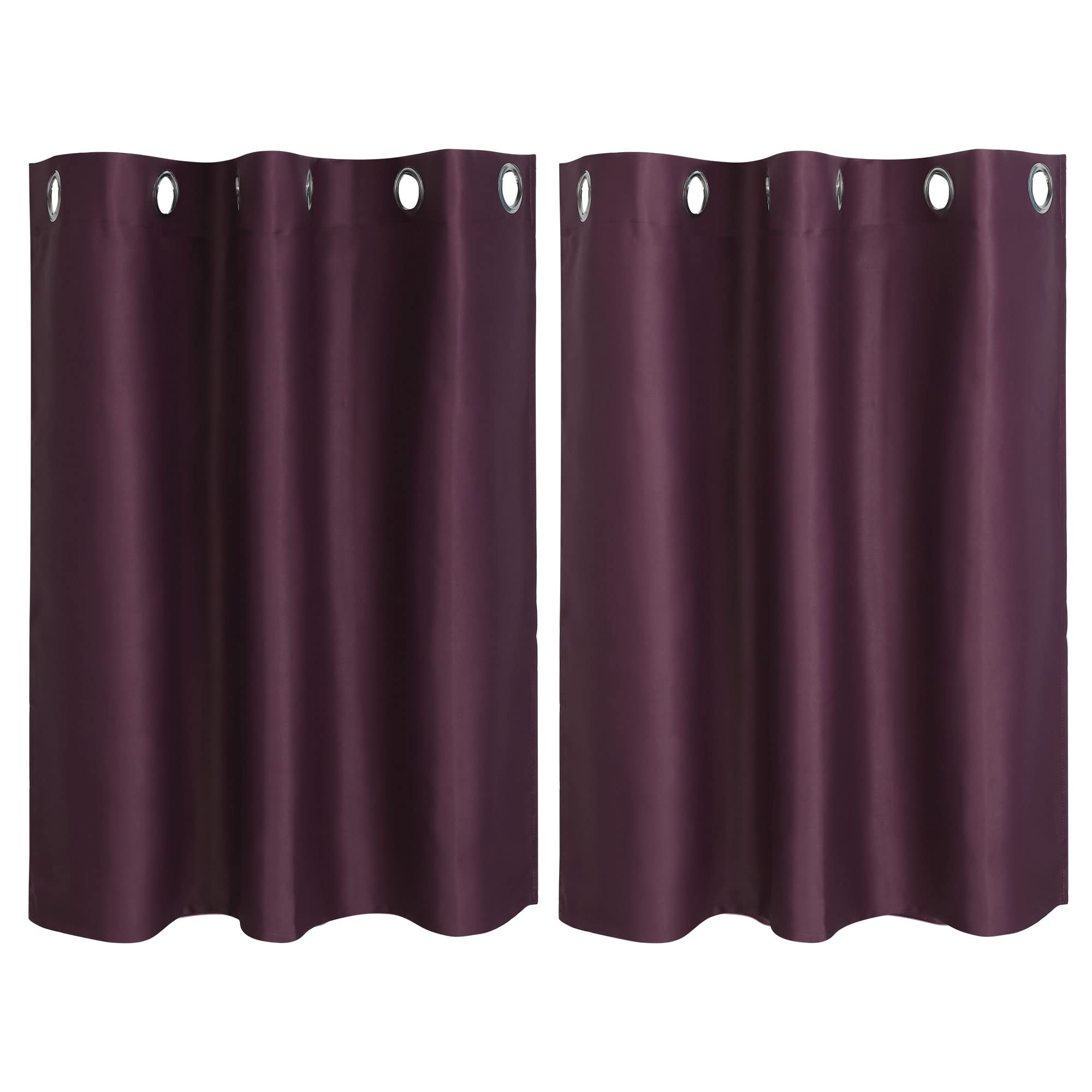 PiccoCasa Blackout Curtains 2 Panels Grommet, Burgundy Thermal Insulated Curtains Panel Darkening Small Window Curtains for Bedroom Living Room 42 x 36 Inch (Width x Length), 36inch Drop