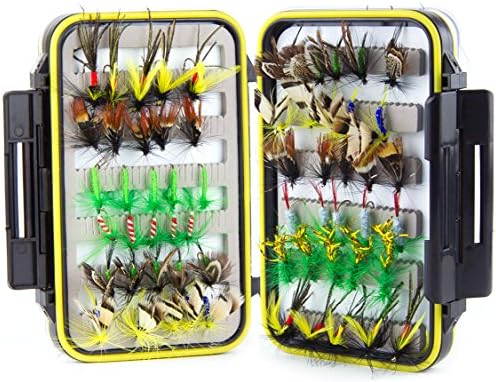 Fly Fishing - Fishing Lures (60 in 1) - Fly Fishing Lures Gear Kit Hooks Jigs Game Accessories - Fishing Lures Kit Set For Women Men Kids - The Wet Dry Flies Streamer Nymph (Premium)