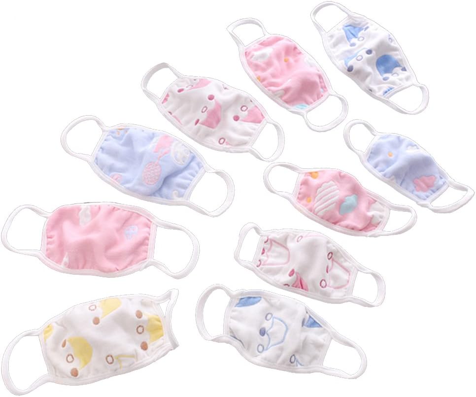 ARTLILY Kids Dust Mask Cotton Children Mouth Mask for Newborn Baby Adult Against Dust Pollen Allergens and Flu Germs 3pcs (Random)
